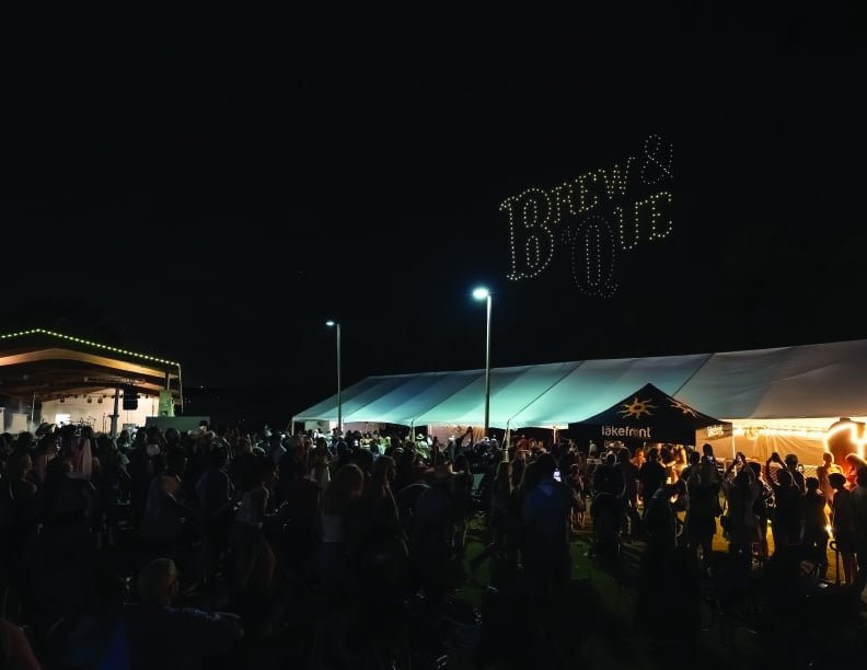 Large Pole Tent at Night